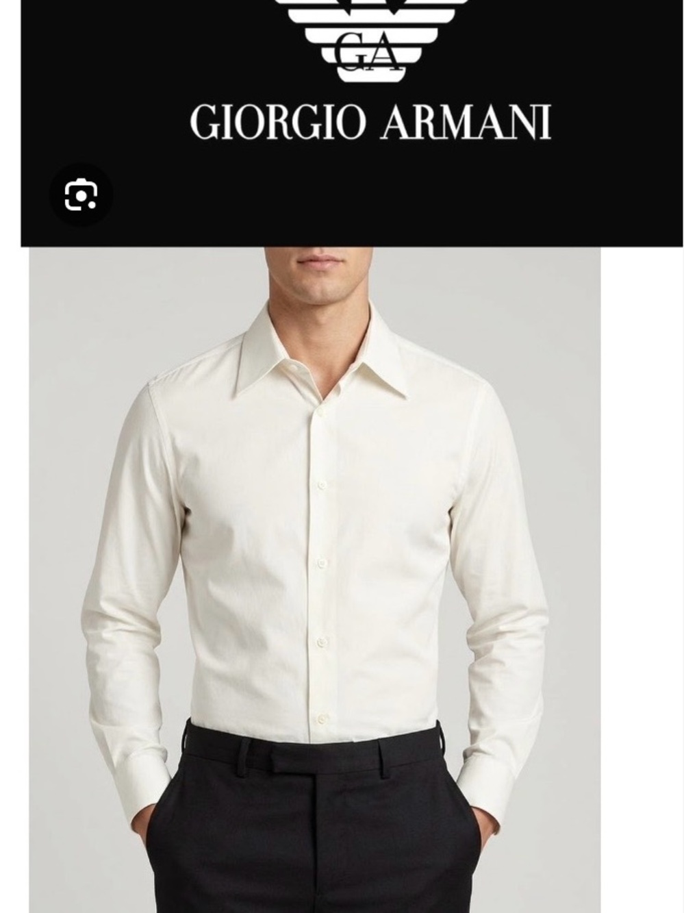 Giorgio Armani White Button-Front Dress Shirt